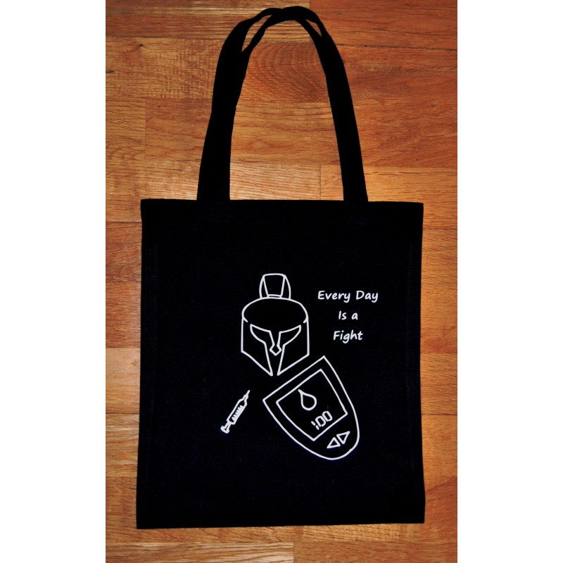 Bolso Tela Color Negro "EVERY DAY IS A FIGHT"