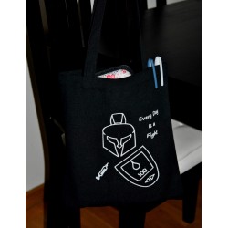 Bolso Tela Color Negro "EVERY DAY IS A FIGHT"