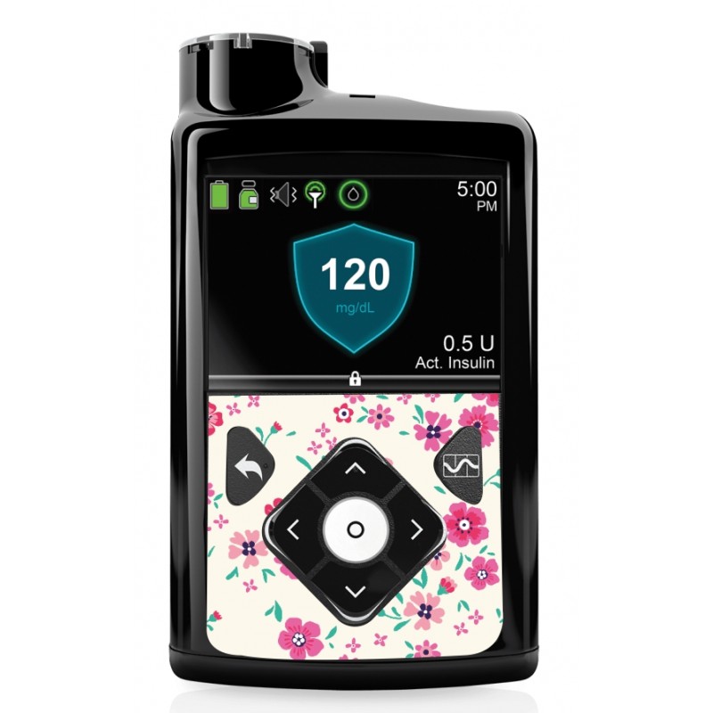 Pegatina Bomba Insulina Medtronic 640g 670g Flores Rosas