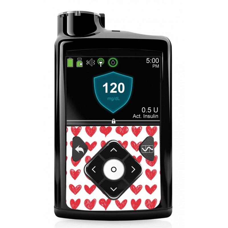 Pegatina Bomba Insulina Medtronic 640g 670g Corazones Rojos