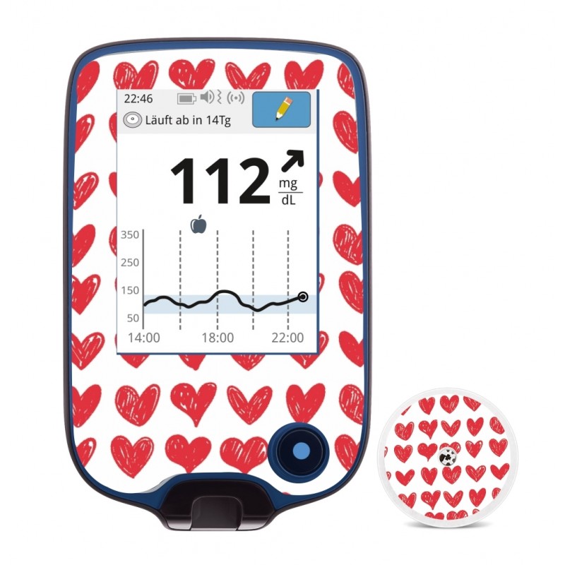 Pegatina Receptor y Sensor FreeStyle Corazones Rojos